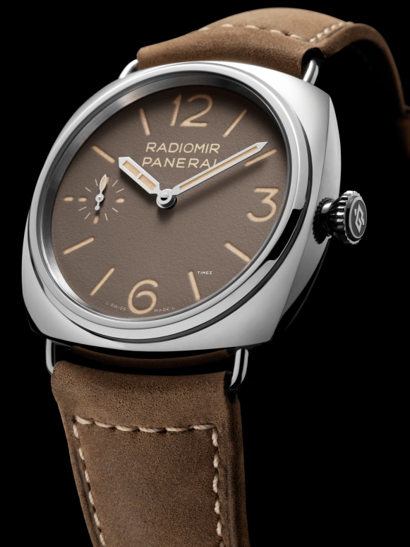 Panerai,Radiomir 45mm,45mm,Stainless Steel,Cream,Brown,Handwound,72hours,In-house Caliber,PAM01385