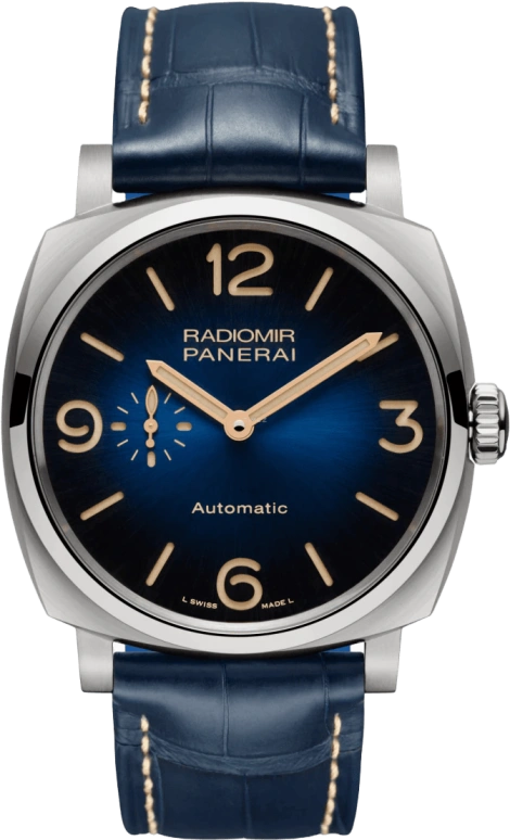Panerai,Radiomir 1940 45mm,45mm,Stainless Steel,Blue,Automatic,Day,Power Reserve Indicator,PAM01078
