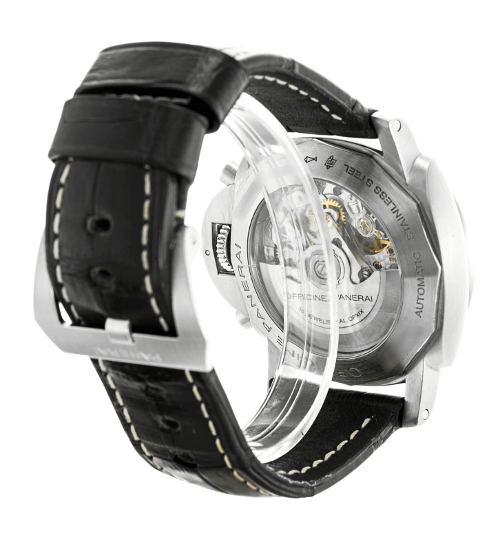 Panerai,Luminor 1950 44mm,44mm,Stainless Steel,Black,Automatic,Chronograph,Flyback,PAM00361