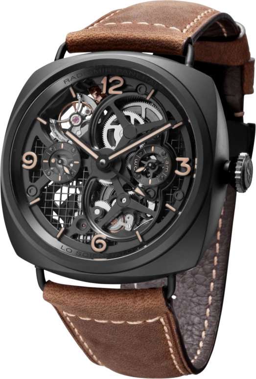 Panerai,Radiomir 48mm,48mm,Ceramic,Skeleton,Handwound,Power Reserve Indicator,Dule Time,Tourbillon,Day / Night Indication,144hours,In-house Caliber,PAM00350