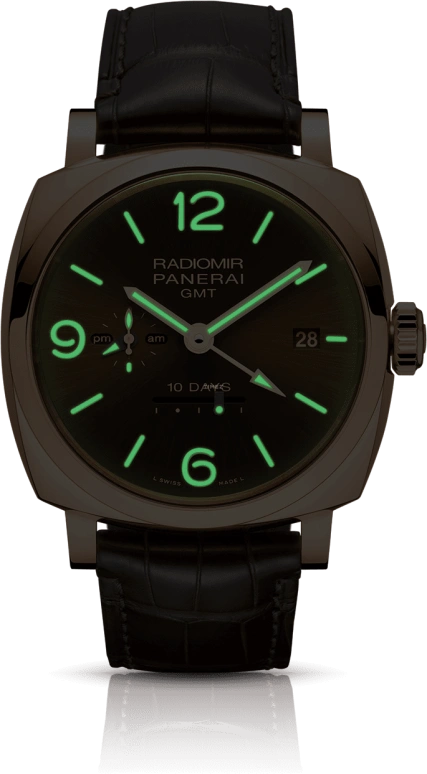 Panerai,Radiomir 1940 47mm,47mm,Goldtech,Brown,Automatic,Day,Power Reserve Indicator,Dule Time,Day / Night Indication,240hours,In-house Caliber,PAM00624