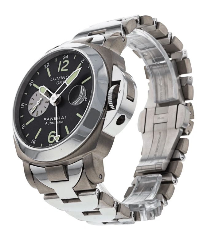 Panerai,Luminor 44mm,44mm,Titanium,Stainless Steel,Black,Automatic,Day,Dule Time,PAM00161