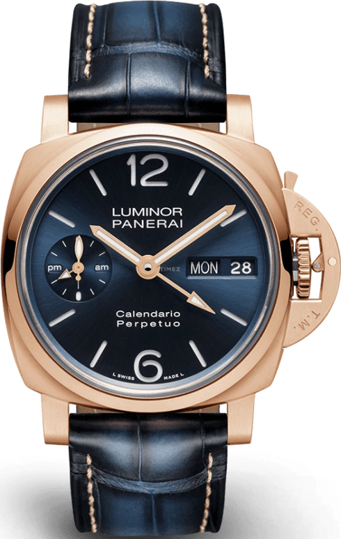 Panerai,Luminor 1950 44mm,44mm,Goldtech,Blue,Automatic,Perpetual Calendar,Annual Calendar,Month,Date,72hours,In-house Caliber,PAM00742