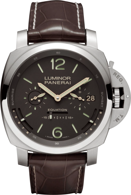 Panerai,Luminor 1950 50mm,50mm,Titanium,Brown,Handwound,Month,Date,Power Reserve Indicator,Tourbillon Escapement,96hours,In-house Caliber,PAM36500