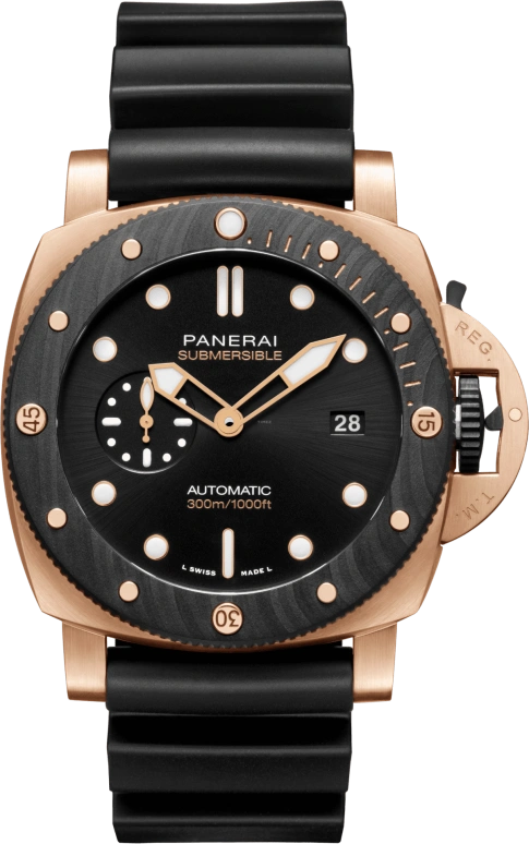 Panerai,Submersible 44mm,44mm,Forged Carbon,Goldtech,Black,Automatic,Date,72hours,PAM01070