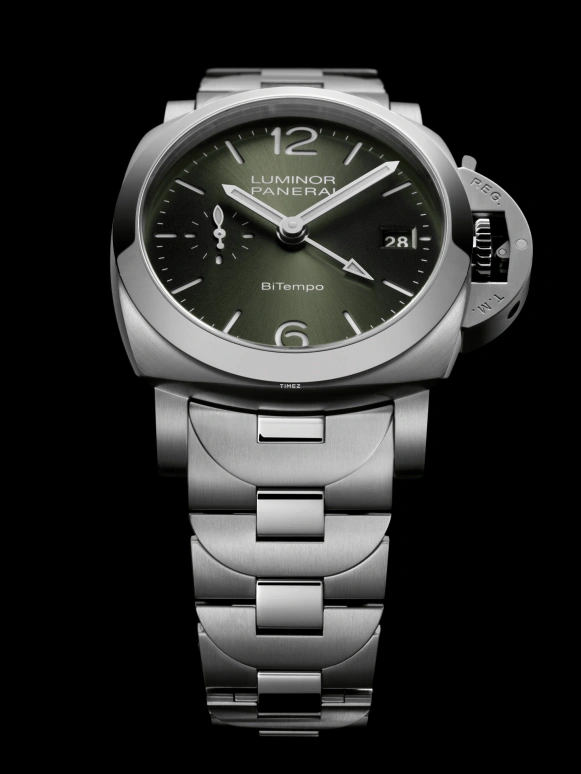 Panerai,Luminor 40mm,40mm,Stainless Steel,Green,Automatic,Day,Dule Time,PAM01640