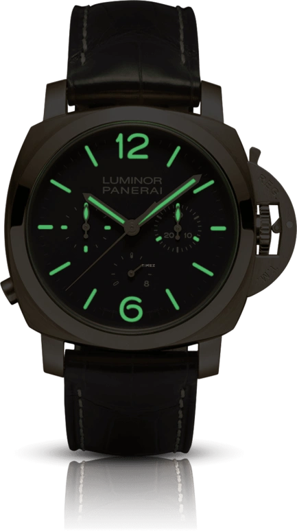 Panerai,Luminor 1950 44mm,44mm,Pink Gold,Brown,Handwound,Chronograph,Monopoussoir,Power Reserve Indicator,Column Wheel,192hours,In-house Caliber,PAM00344
