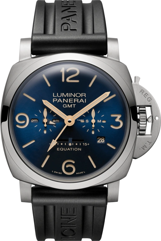 Panerai,Luminor 1950 47mm,47mm,Titanium,Blue,Handwound,Month,Day,Power Reserve Indicator,Dule Time,192hours,In-house Caliber,PAM00670