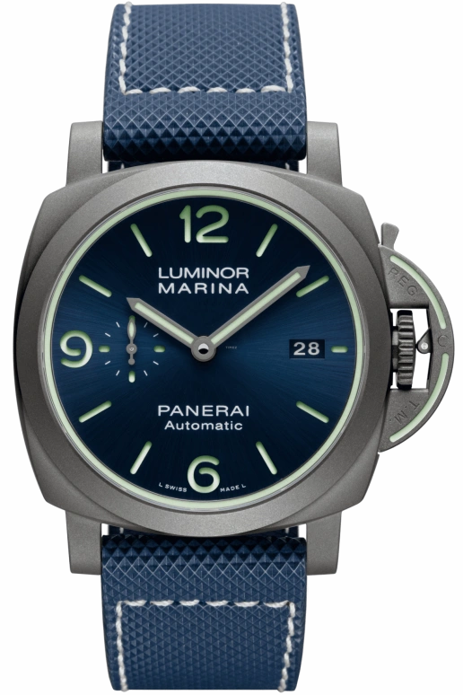 Panerai,Luminor 1950 44mm,44mm,Titanium,Blue,Automatic,Date,72hours,PAM01117