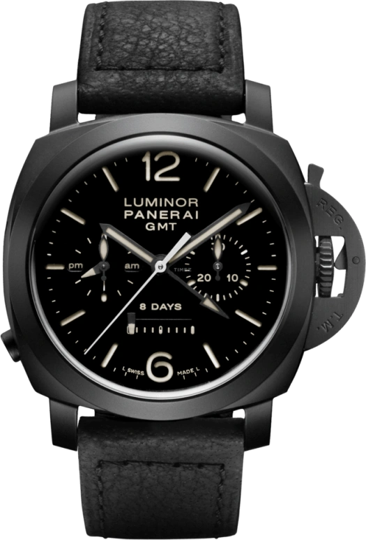 Panerai,Luminor 1950 44mm,44mm,Titanium,Ceramic,Black,Handwound,Chronograph,Monopoussoir,Power Reserve Indicator,Column Wheel,192hours,In-house Caliber,PAM00317