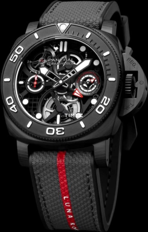 Panerai,Submersible 45mm,45mm,Carbotech,Black,Handwound,Power Reserve Indicator,Dule Time,World Time,Tourbillon,Sapphire,Crystal Glass,Cushion,PAM01405