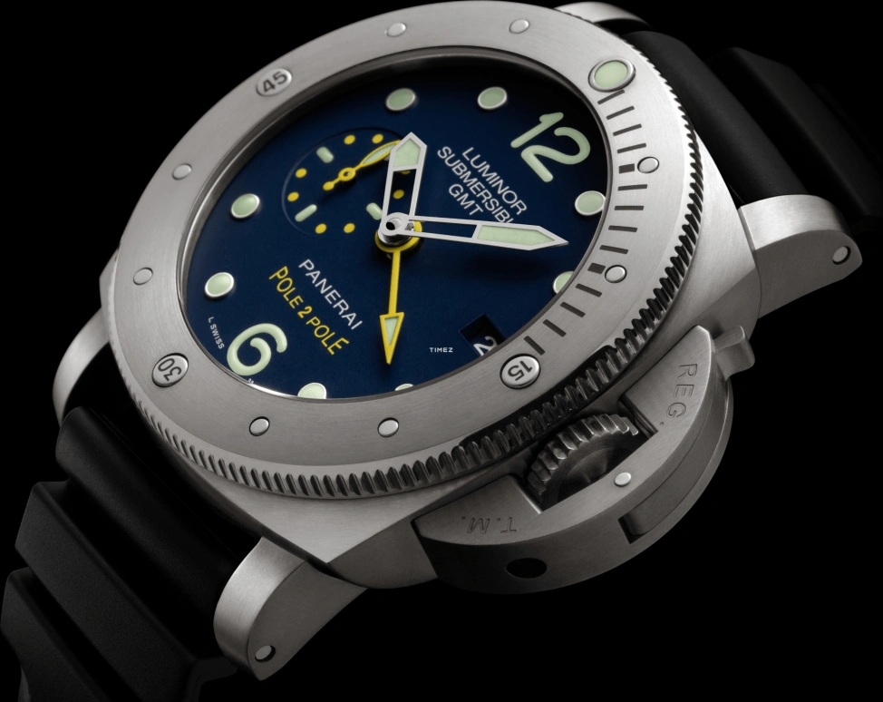 Panerai,Submersible 47mm,47mm,Titanium,Blue,Automatic,Day,Dule Time,PAM00719