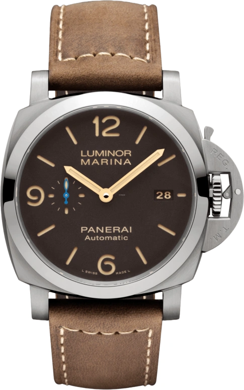 Panerai,Luminor 1950 44mm,44mm,Titanium,Brown,Automatic,Date,72hours,PAM01351