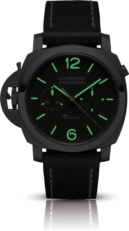 Panerai,Luminor 1950 44mm,44mm,Titanium,Brown,Handwound,Chronograph,Monopoussoir,Power Reserve Indicator,Column Wheel,192hours,In-house Caliber,PAM00345