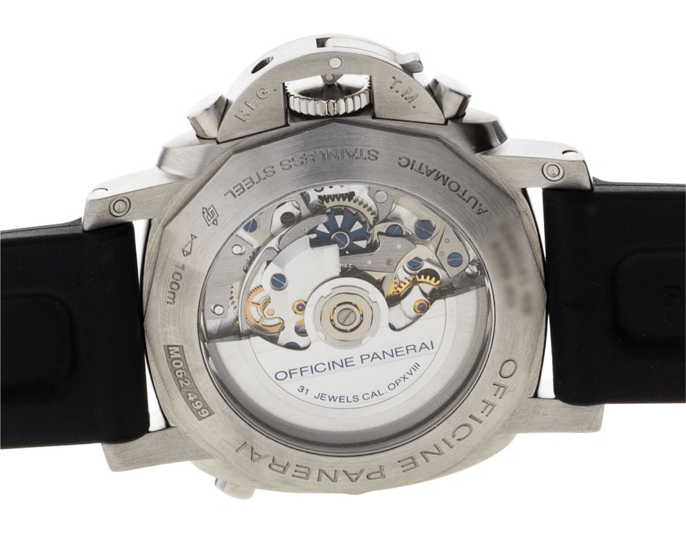Panerai,Luminor 1950 44mm,44mm,Stainless Steel,Black,Automatic,Chronograph,Rattrapante,PAM00362