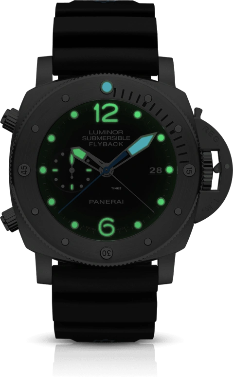 Panerai,Submersible 47mm,47mm,Titanium,Black,Automatic,Chronograph,Date,Flyback,Column Wheel,72hours,In-house Caliber,PAM00614