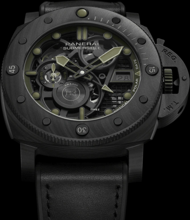 Panerai,Submersible 47mm,47mm,Carbon,Carbotech,Skeleton,Black,Automatic,Day,Power Reserve Indicator,Dule Time,World Time,72hours,In-house Caliber,PAM01283
