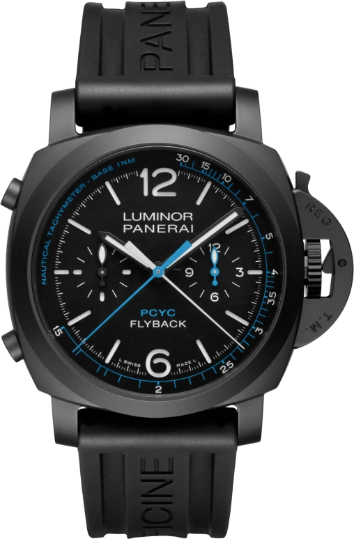 Panerai,Luminor 1950 44mm,44mm,Titanium,Ceramic,Black,Automatic,Chronograph,Date,Flyback,Column Wheel,72hours,In-house Caliber,PAM00788