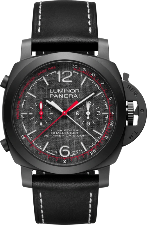 Panerai,Luminor 1950 44mm,44mm,Titanium,Grey,Automatic,Chronograph,Date,Flyback,Column Wheel,72hours,In-house Caliber,PAM01037