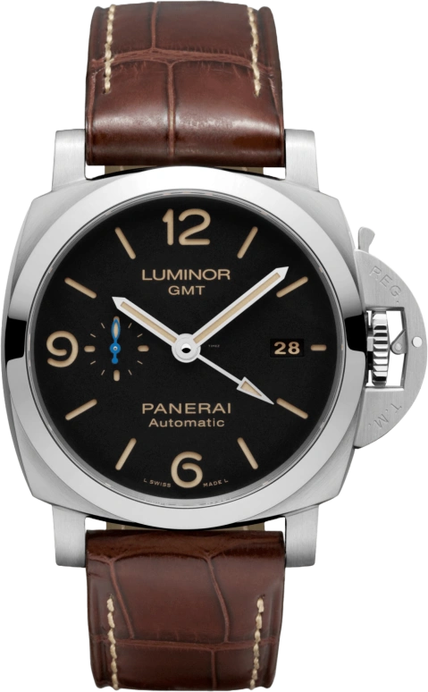 Panerai,Luminor 1950 44mm,44mm,Stainless Steel,Black,Automatic,Day,Power Reserve Indicator,Dule Time,PAM01320