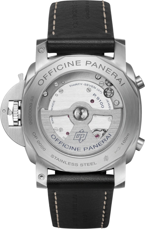 Panerai,Luminor 1950 44mm,44mm,Stainless Steel,Black,Automatic,Chronograph,Date,Flyback,Column Wheel,72hours,In-house Caliber,PAM00524