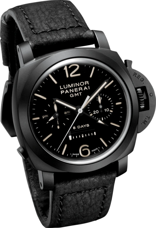 Panerai,Luminor 1950 44mm,44mm,Titanium,Ceramic,Black,Handwound,Chronograph,Monopoussoir,Power Reserve Indicator,Column Wheel,192hours,In-house Caliber,PAM00317