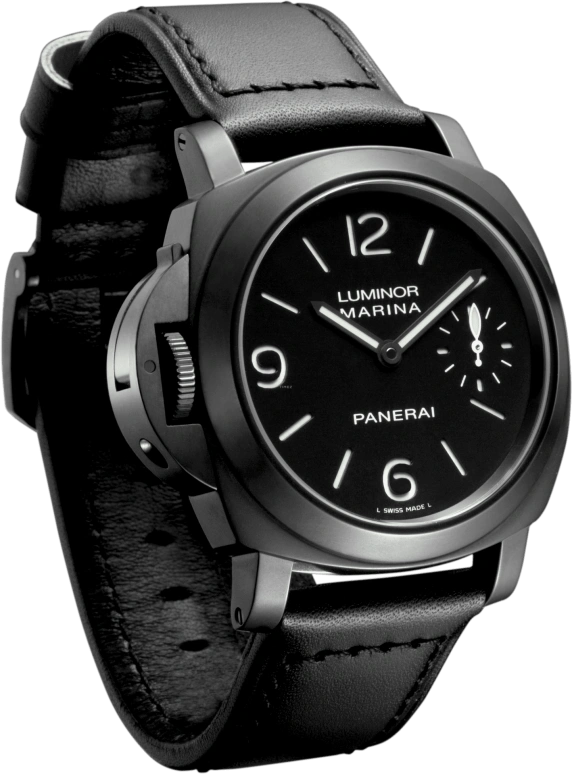 Panerai,Luminor 44mm,44mm,Stainless Steel,Black,Handwound,Chronograph,Day,PAM00026