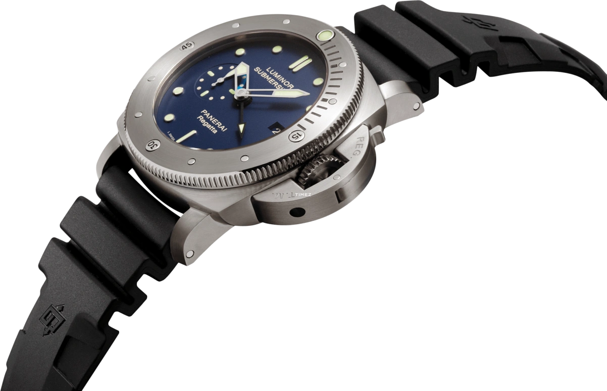 Panerai,Submersible 47mm,47mm,Titanium,Blue,Automatic,Day,Power Reserve Indicator,Dule Time,PAM00371