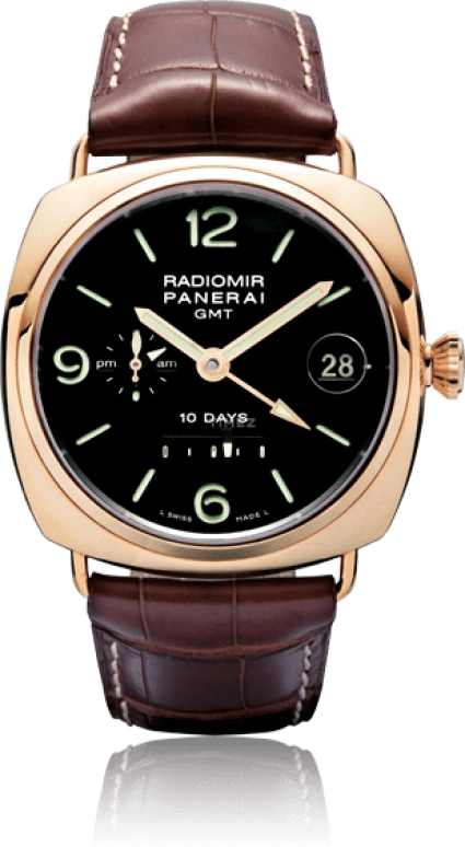 Panerai,Radiomir 46mm,46mm,Rose Gold,Black,Automatic,Day,Power Reserve Indicator,Dule Time,Day / Night Indication,240hours,In-house Caliber,PAM00273