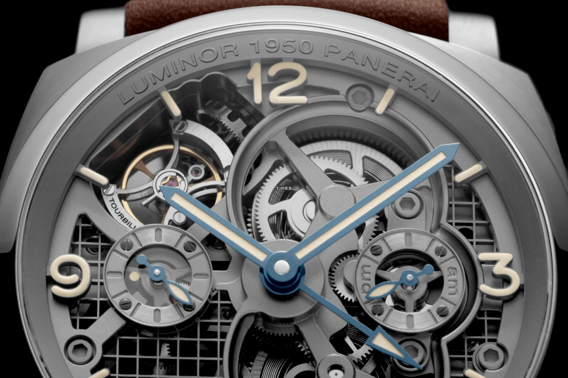 Panerai,Luminor 1950 48mm,48mm,Titanium,Skeleton,Handwound,Power Reserve Indicator,Dule Time,Tourbillon,Day / Night Indication,144hours,In-house Caliber,PAM00578