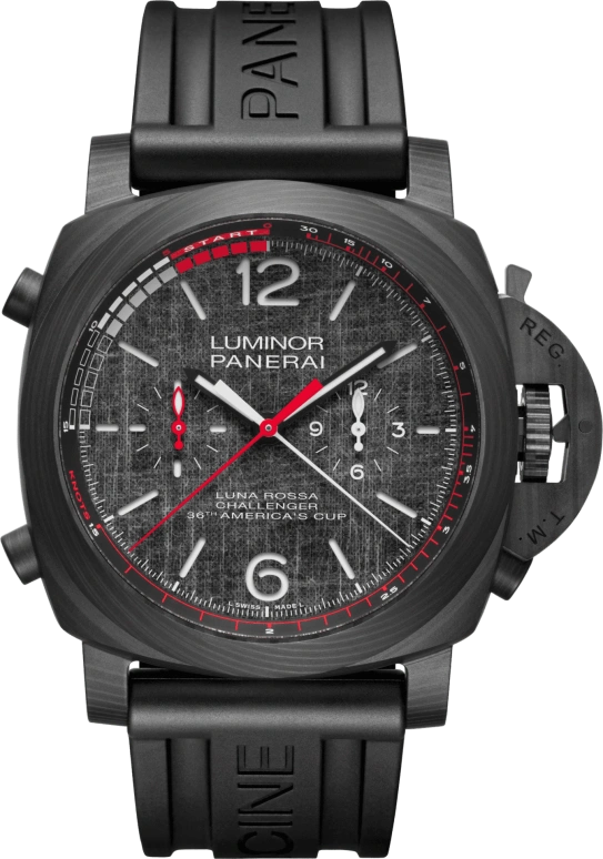 Panerai,Luminor 1950 47mm,47mm,Titanium,Carbotech,Grey,Automatic,Chronograph,Flyback,Column Wheel,PAM01038