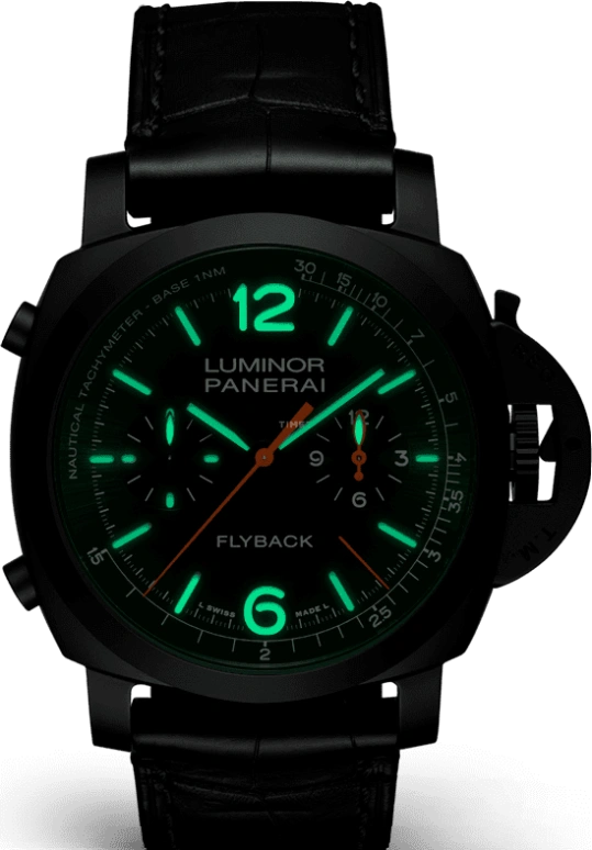 Panerai,Luminor 1950 44mm,44mm,Titanium,Ceramic,Black,Automatic,Chronograph,Date,Flyback,Column Wheel,72hours,In-house Caliber,PAM01298