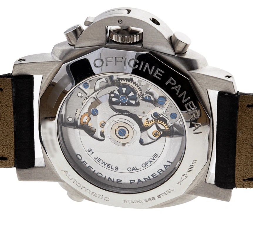 Panerai,Luminor 1950 44mm,44mm,Stainless Steel,Black,Automatic,Chronograph,Rattrapante,PAM00213