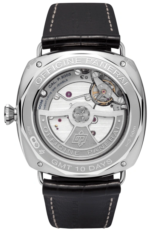 Panerai,Radiomir 46mm,46mm,White Gold,Black,Automatic,Day,Power Reserve Indicator,Dule Time,Day / Night Indication,240hours,In-house Caliber,PAM00496
