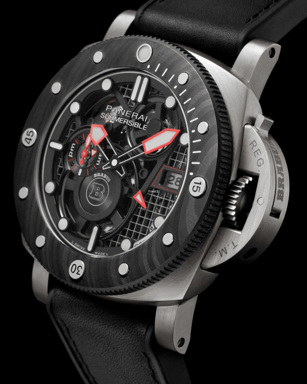 Panerai,Submersible 47mm,47mm,Titanium,Skeleton,Black,Automatic,Day,Dule Time,PAM01403