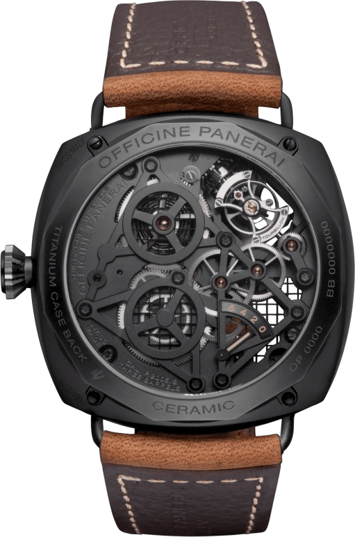 Panerai,Radiomir 48mm,48mm,Ceramic,Skeleton,Handwound,Power Reserve Indicator,Dule Time,Tourbillon,Day / Night Indication,144hours,In-house Caliber,PAM00348