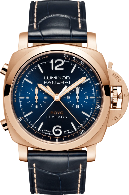 Panerai,Luminor 1950 44mm,44mm,Red Gold,Blue,Automatic,Chronograph,Date,Flyback,Column Wheel,72hours,In-house Caliber,PAM01020