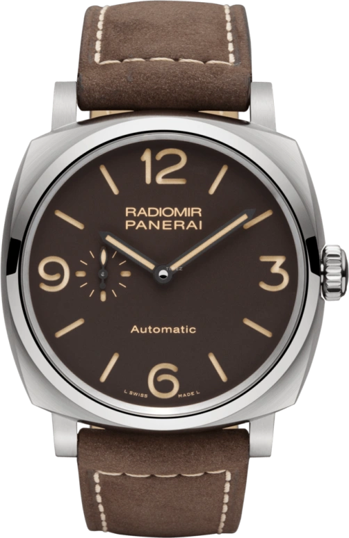 Panerai,Radiomir 1940 45mm,45mm,Titanium,Brown,Automatic,Day,Power Reserve Indicator,PAM00619