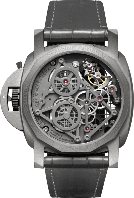 Panerai,Luminor 1950 47mm,47mm,Titanium,Carbotech,Skeleton,Handwound,Power Reserve Indicator,Dule Time,Tourbillon,Day / Night Indication,144hours,In-house Caliber,PAM00768