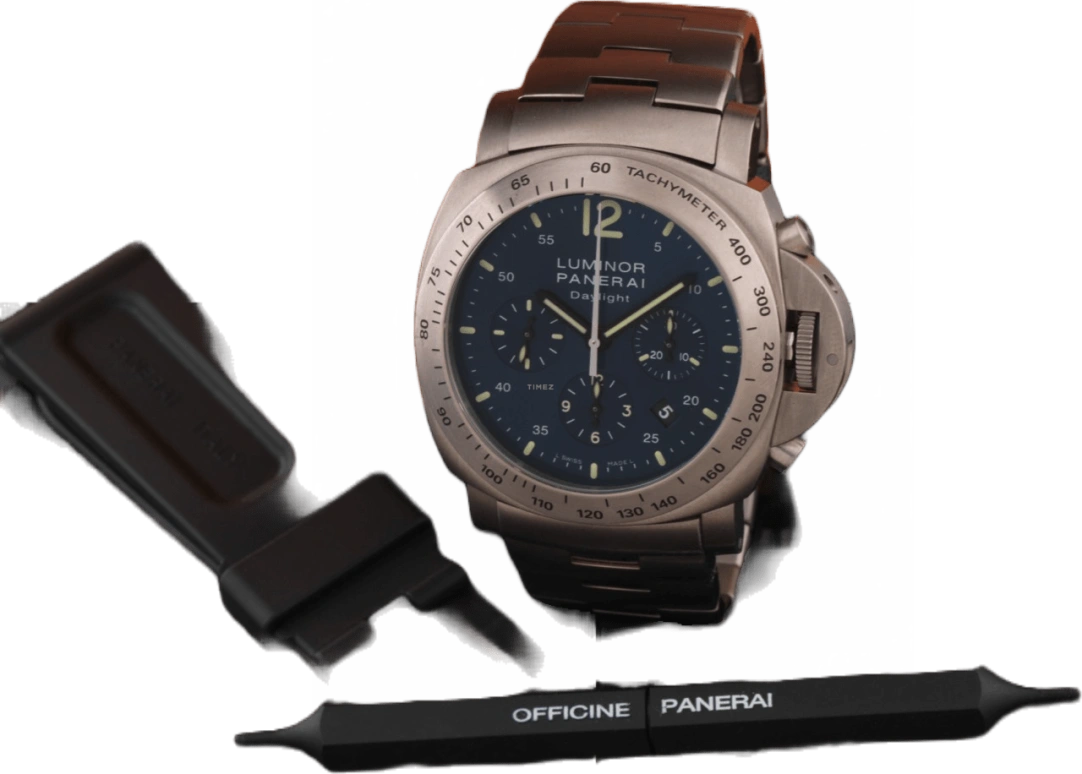 Panerai,Luminor 44mm,44mm,Titanium,Blue,Automatic,Chronograph,Date,PAM00327