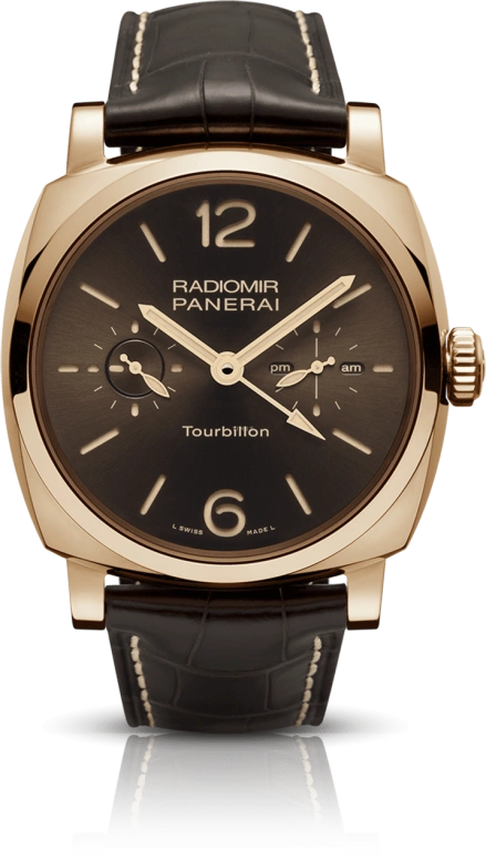 Panerai,Radiomir 1940 48mm,48mm,Red Gold,Brown,Handwound,Power Reserve Indicator,Dule Time,Tourbillon,Day / Night Indication,144hours,In-house Caliber,PAM00558