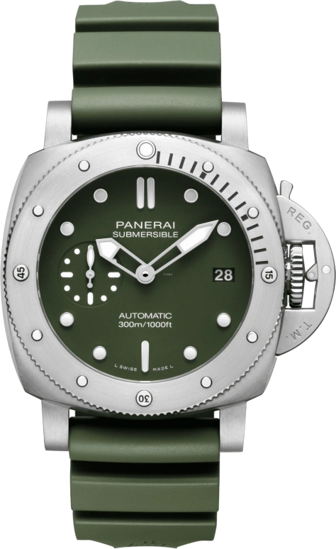 Panerai,Submersible 42mm,42mm,Stainless Steel,Green,Automatic,Day,72hours,PAM01055