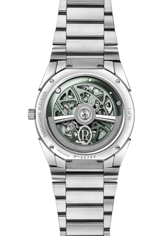Parmigiani Fleurier,Tonda 40mm,40mm,Stainless Steel,Platinum,Green,Skeleton,Automatic,60hours,In-house Caliber,PFC912,PFC912-1020002-100182