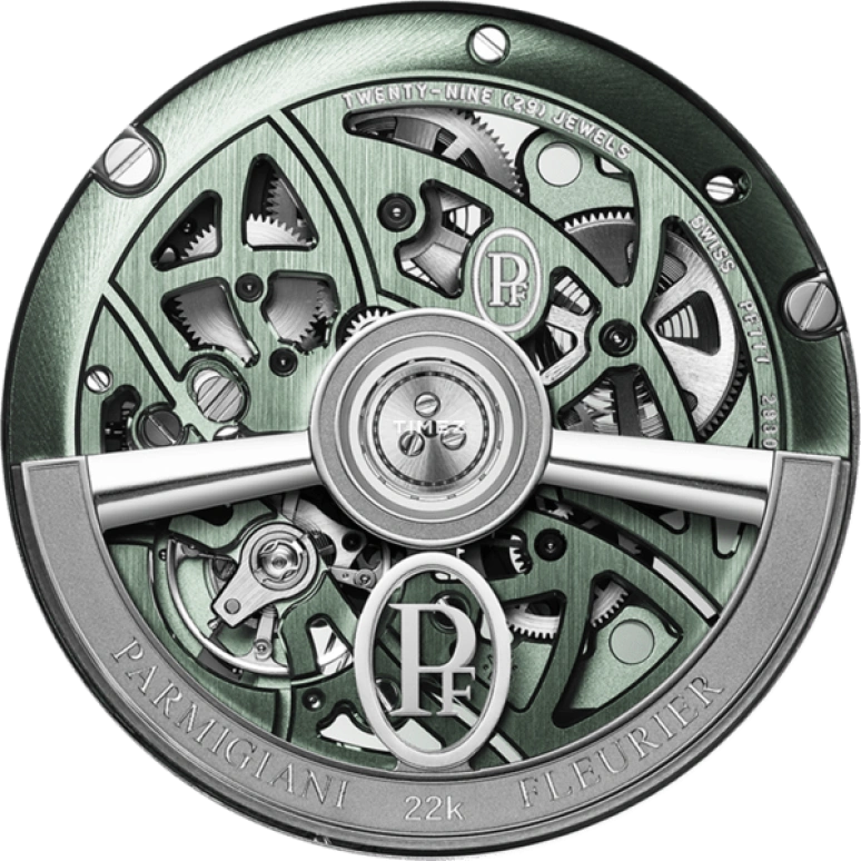 Parmigiani Fleurier,Tonda 40mm,40mm,Stainless Steel,Platinum,Green,Skeleton,Automatic,60hours,In-house Caliber,PFC912,PFC912-1020002-100182