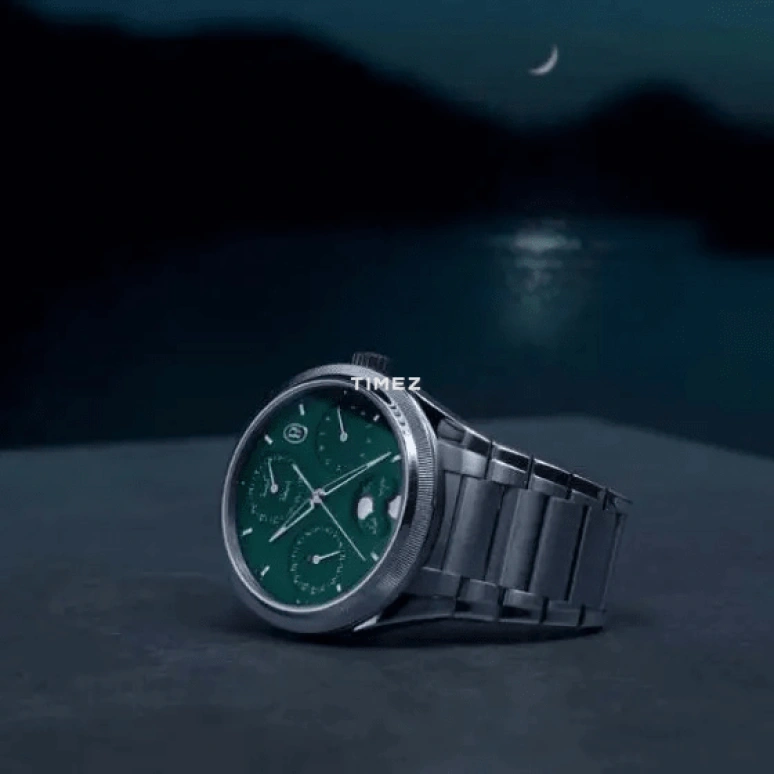 Parmigiani Fleurier,Tonda 42mm,42mm,Stainless Steel,Green,Automatic,Moonphase,Leap Year,Month,Day,Round,Silver,PFH983,PFH983-1020001-100182