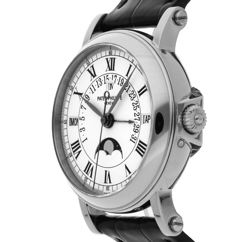 Patek Philippe,Complications 36mm,36mm,White Gold,Silver,Automatic,Moonphase,Perpetual Calendar,Leap Year,Month,48hours,In-house Caliber,5059G,5059G-001