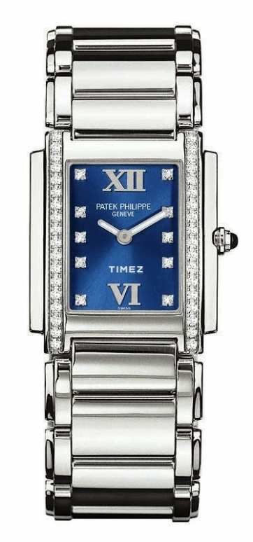 Patek Philippe,Twenty~4 25x30mm,25x30mm,Stainless Steel,Blue,Quartz,In-house Caliber,Sapphire,4910,4910/10A-012
