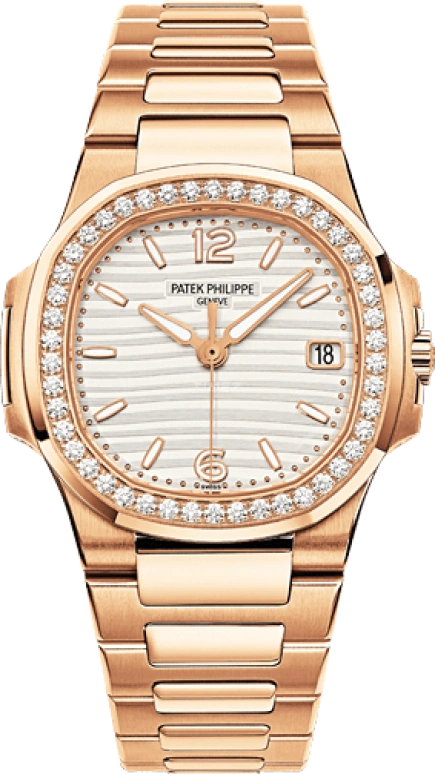 Patek Philippe,Nautilus 32mm,32mm,Rose Gold,White,Quartz,Day,In-house Caliber,7010,7010/1R-011
