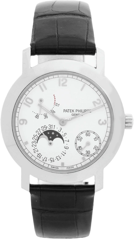Patek Philippe,Complications 36mm,36mm,White Gold,White,Automatic,Moonphase,Day,Power Reserve Indicator,5055G,5055G-010