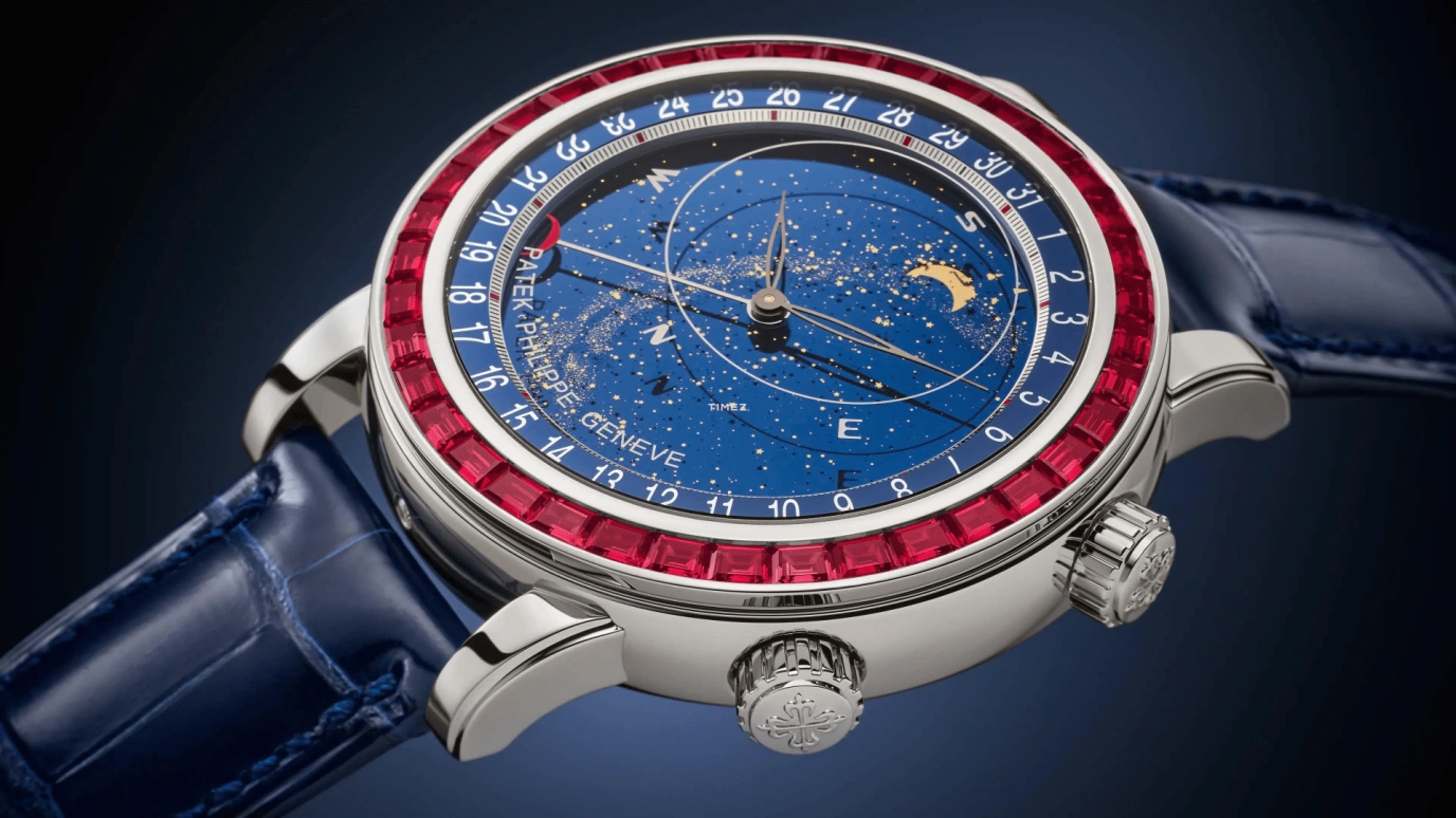 Patek Philippe,Grand Complications 44mm,44mm,Platinum,Blue,Automatic,Moonphase,Day,Sky Chart,6104,6104/12P-010